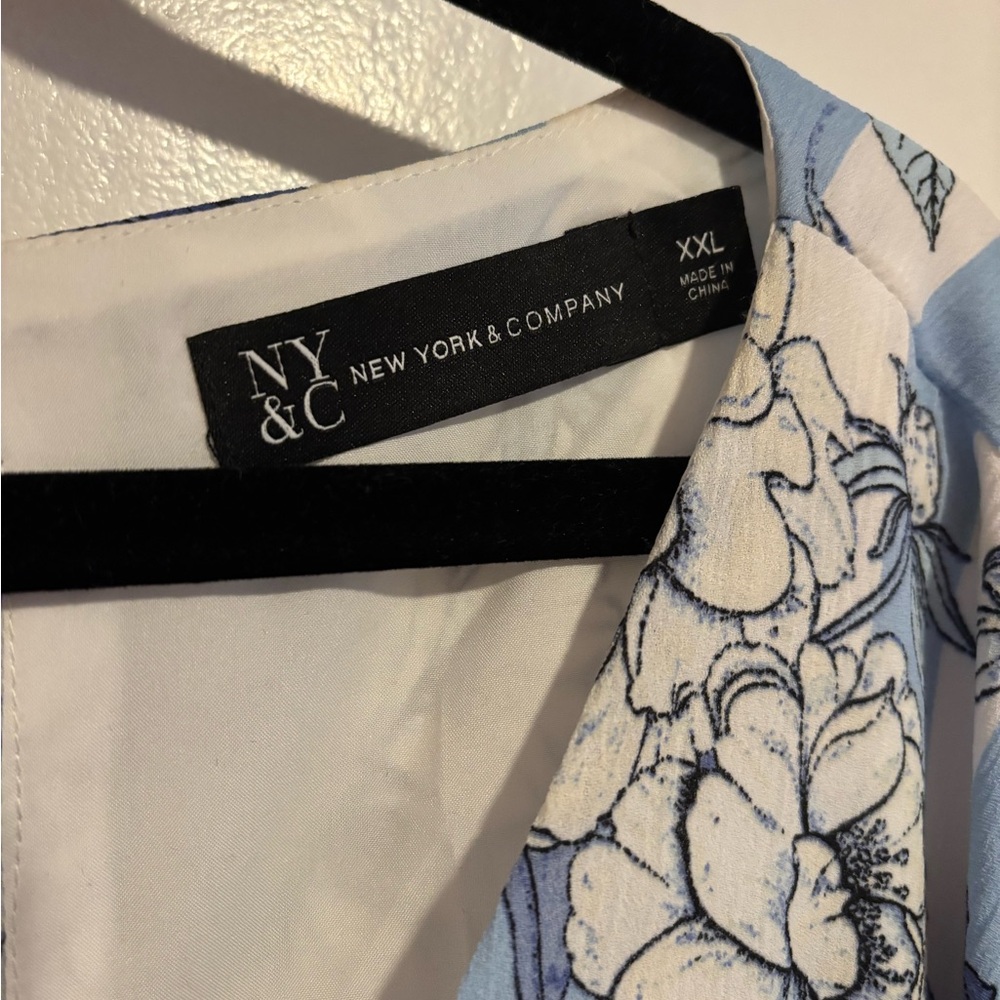 New York & Company Blue and White Floral Dress - Picture 3 of 3